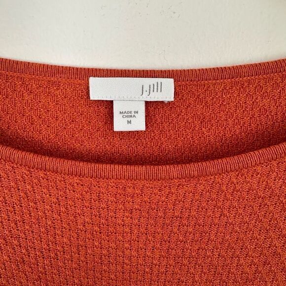 J. Jill Women’s Orange Waffle Knit Long Sleeve Tunic Top - Picture 5 of 6